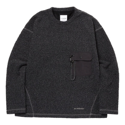 AND WANDER RE WOOL JQ CREW NECK-CHARCOAL