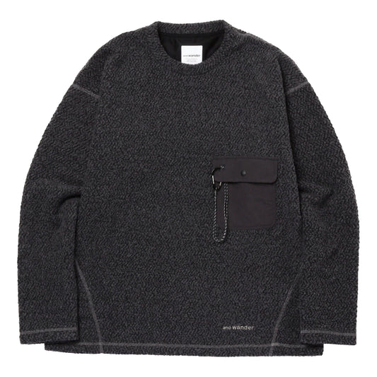 AND WANDER RE WOOL JQ CREW NECK-CHARCOAL