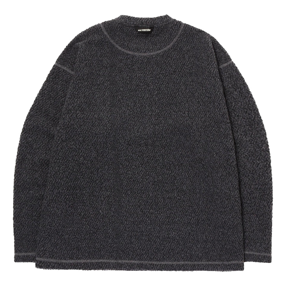 AND WANDER RE WOOL JQ CREW NECK-CHARCOAL
