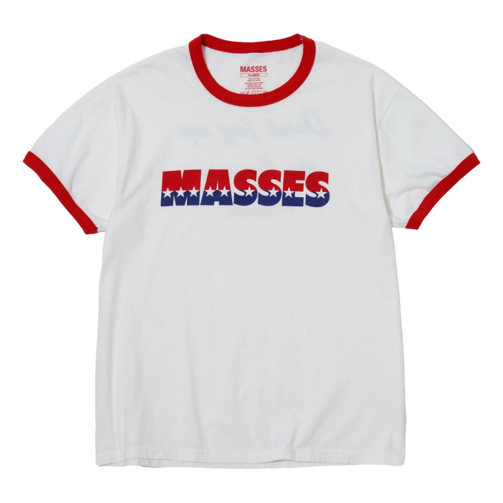 MASSES RINGER T-SHIRT STAR-WHITE RED