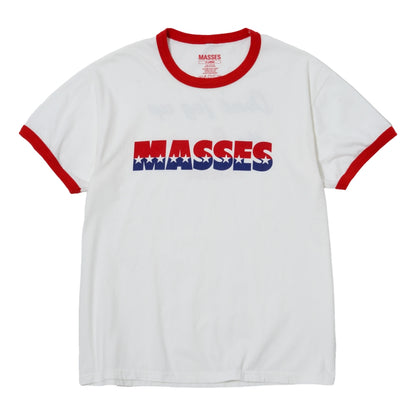 MASSES RINGER T-SHIRT STAR-WHITE RED