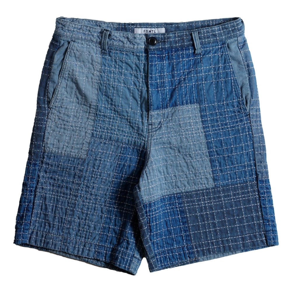 FUNDAMENTAL SASHIKO PATCHWORK SHORT PANTS 7YR WASH-INDIGO