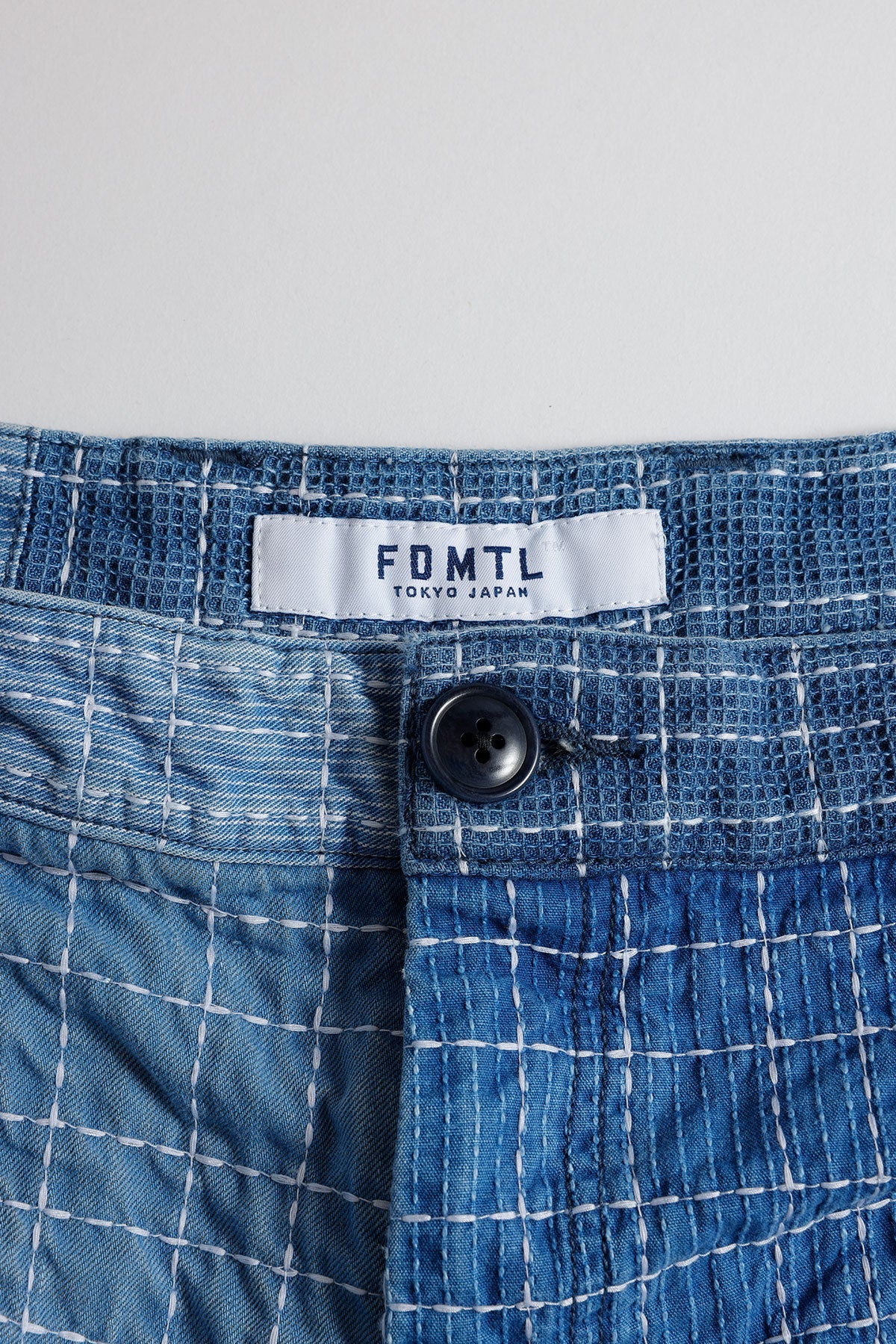 FUNDAMENTAL SASHIKO PATCHWORK SHORT PANTS 7YR WASH-INDIGO