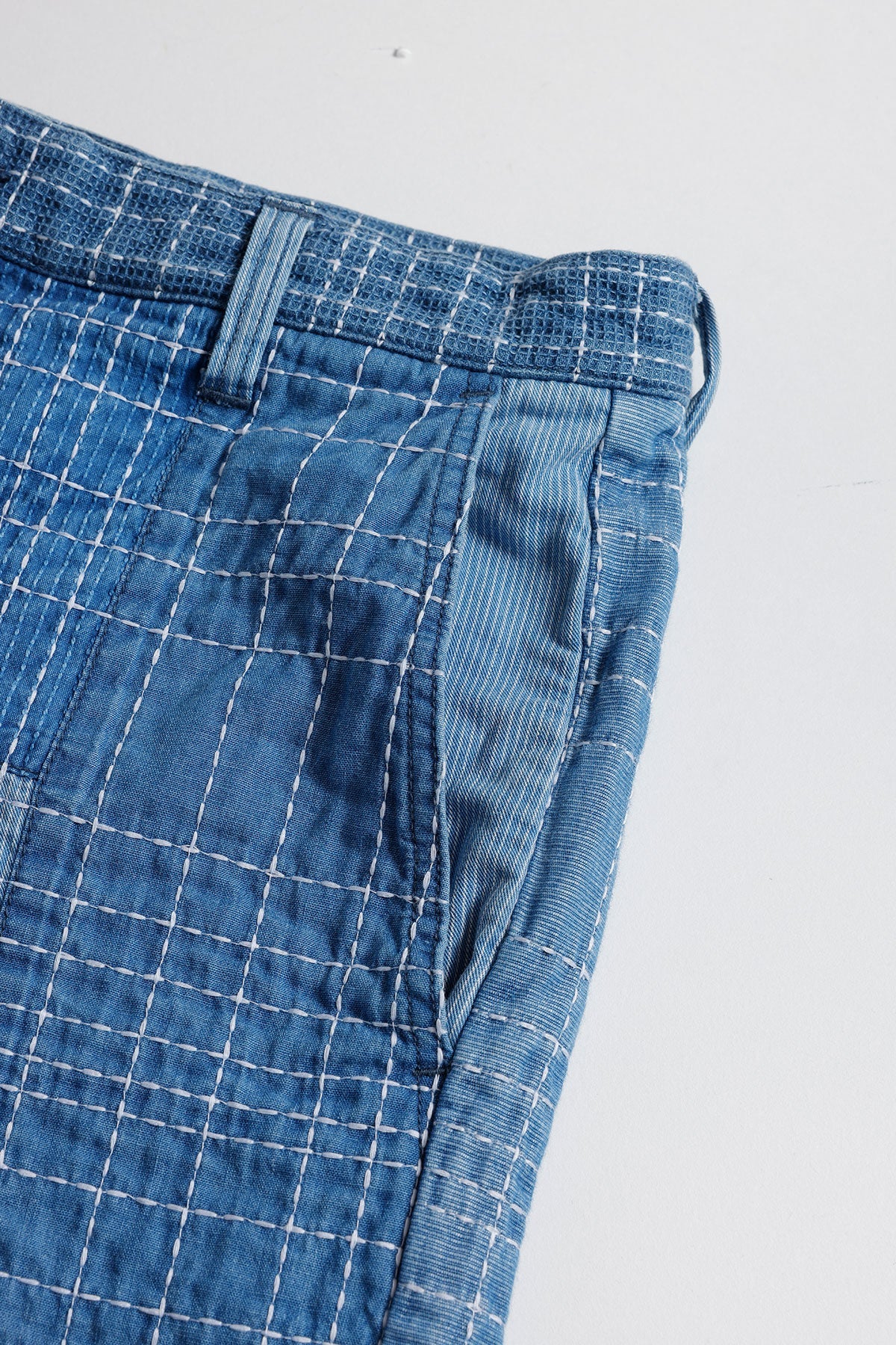 FUNDAMENTAL SASHIKO PATCHWORK SHORT PANTS 7YR WASH-INDIGO