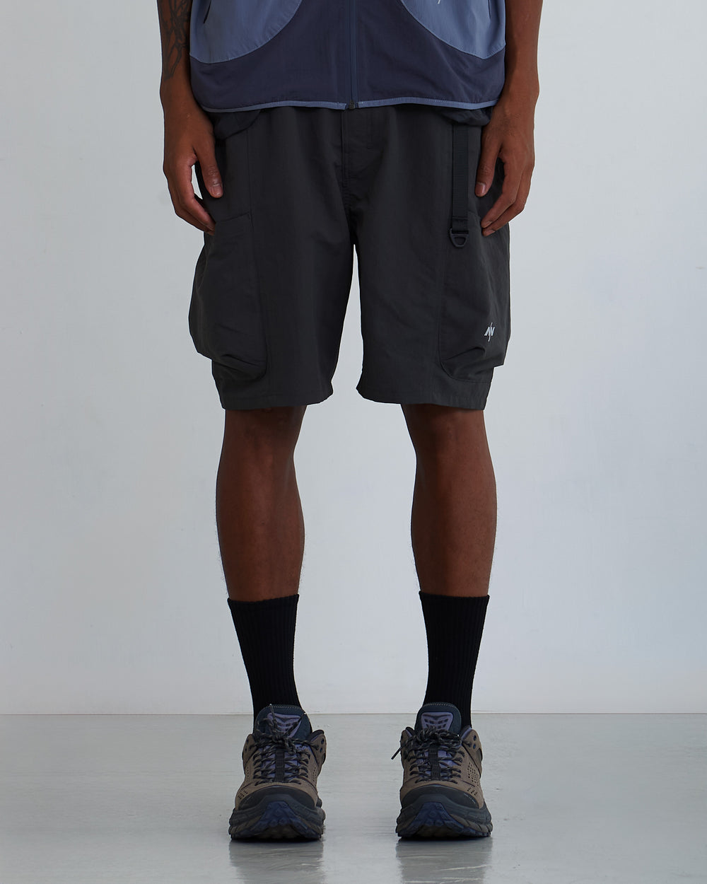 NINE POINT NINE SHORELINE BELT POCKET SHORTS-CHARCOAL