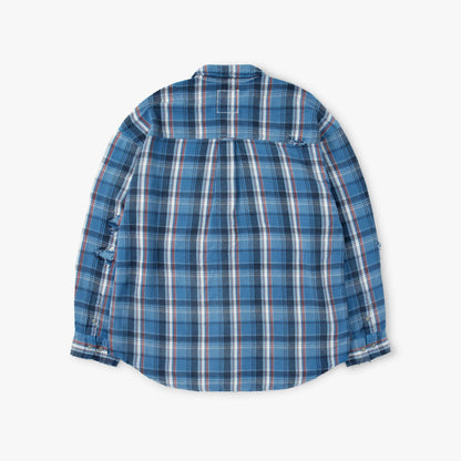 MADNESS SHREDDED CHECK SHIRT (MADE IN JAPAN)-BLUE