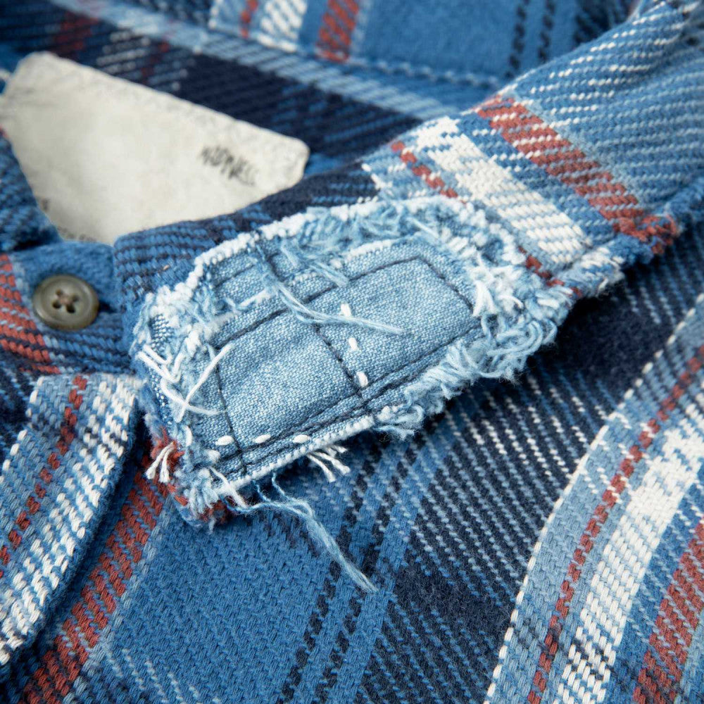 MADNESS SHREDDED CHECK SHIRT (MADE IN JAPAN)-BLUE