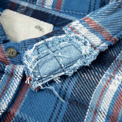 MADNESS SHREDDED CHECK SHIRT (MADE IN JAPAN)-BLUE