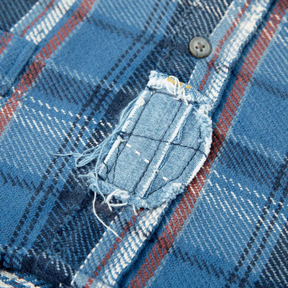 MADNESS SHREDDED CHECK SHIRT (MADE IN JAPAN)-BLUE