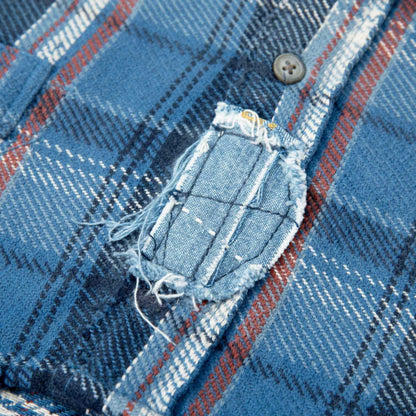 MADNESS SHREDDED CHECK SHIRT (MADE IN JAPAN)-BLUE