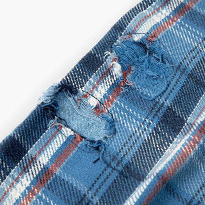 MADNESS SHREDDED CHECK SHIRT (MADE IN JAPAN)-BLUE