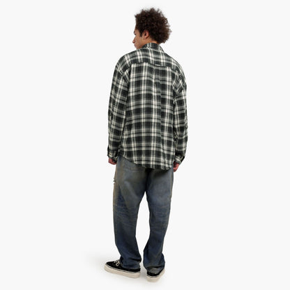 MADNESS SHREDDED CHECK SHIRT (MADE IN JAPAN)-BLACK
