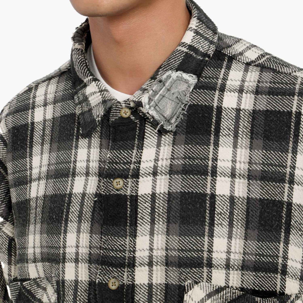 MADNESS SHREDDED CHECK SHIRT (MADE IN JAPAN)-BLACK