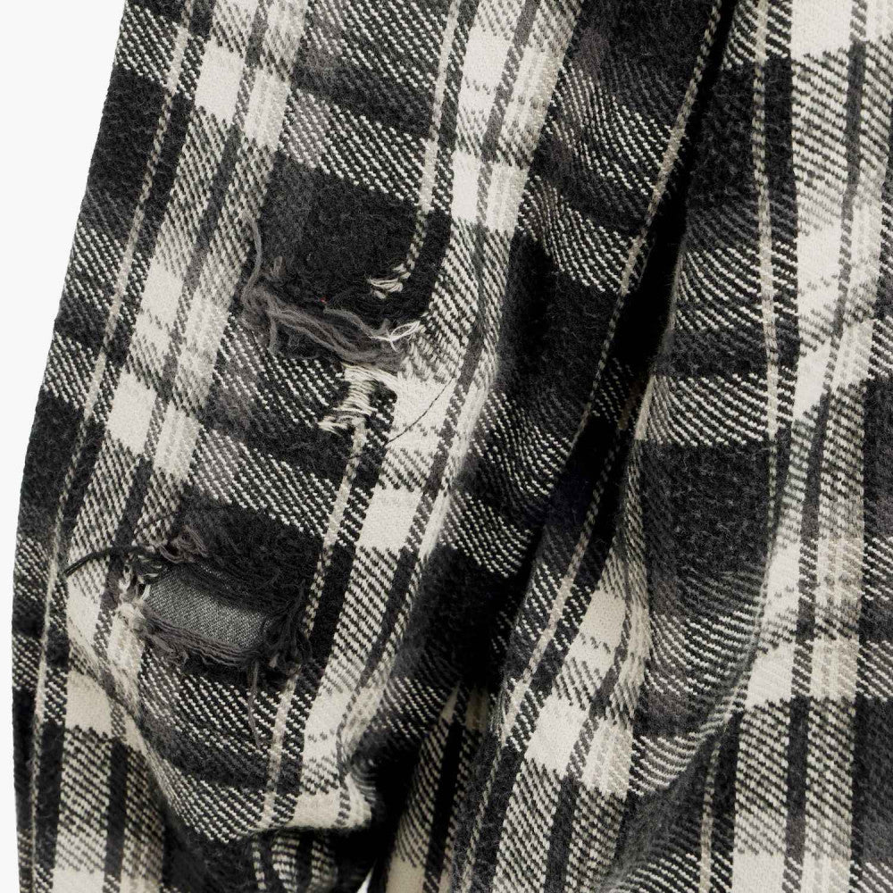 MADNESS SHREDDED CHECK SHIRT (MADE IN JAPAN)-BLACK
