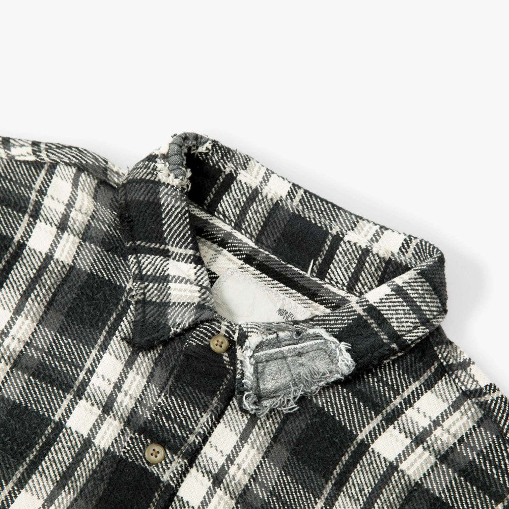 MADNESS SHREDDED CHECK SHIRT (MADE IN JAPAN)-BLACK