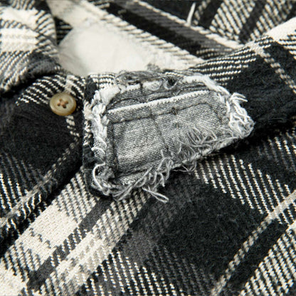 MADNESS SHREDDED CHECK SHIRT (MADE IN JAPAN)-BLACK