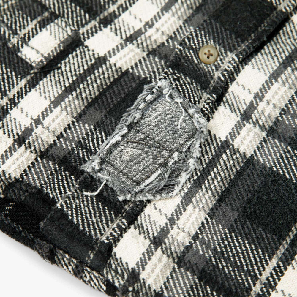 MADNESS SHREDDED CHECK SHIRT (MADE IN JAPAN)-BLACK