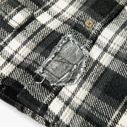 MADNESS SHREDDED CHECK SHIRT (MADE IN JAPAN)-BLACK