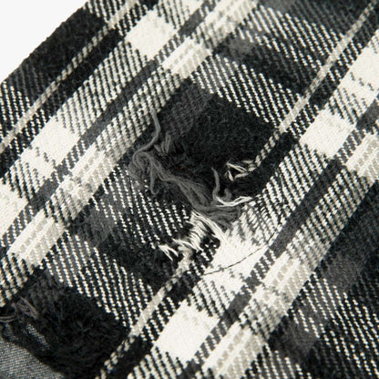 MADNESS SHREDDED CHECK SHIRT (MADE IN JAPAN)-BLACK