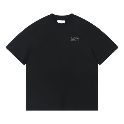OPEN DIALOGUE SMALL PRINT LOGO TEE-BLACK