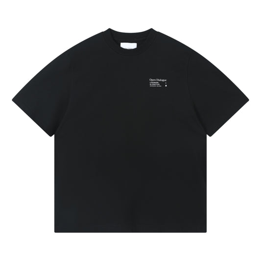 OPEN DIALOGUE SMALL PRINT LOGO TEE-BLACK