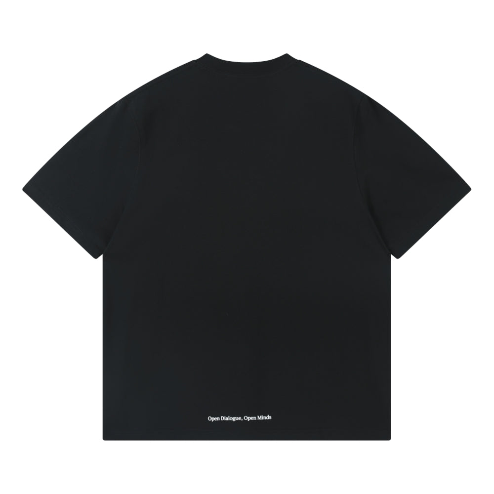 OPEN DIALOGUE SMALL PRINT LOGO TEE-BLACK