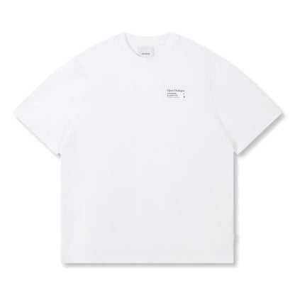 OPEN DIALOGUE SMALL PRINT LOGO TEE-WHITE