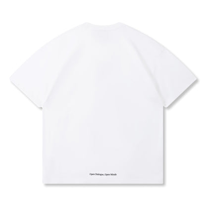 OPEN DIALOGUE SMALL PRINT LOGO TEE-WHITE