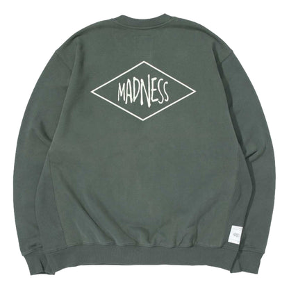 MADNESS SOLID CREW SWEAT. BOXY-SMOKE GREEN