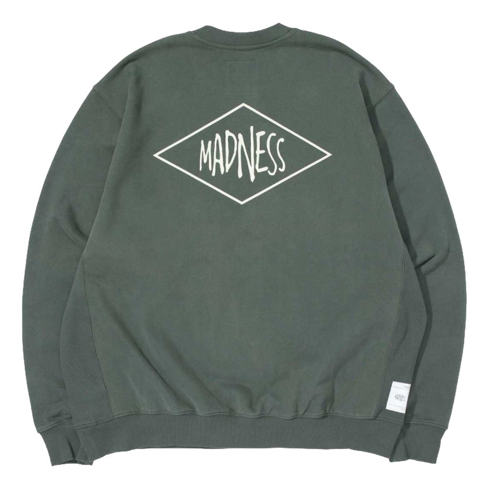 MADNESS SOLID CREW SWEAT. BOXY-SMOKE GREEN