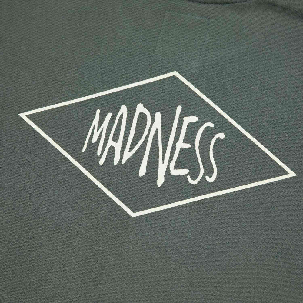 MADNESS SOLID CREW SWEAT. BOXY-SMOKE GREEN