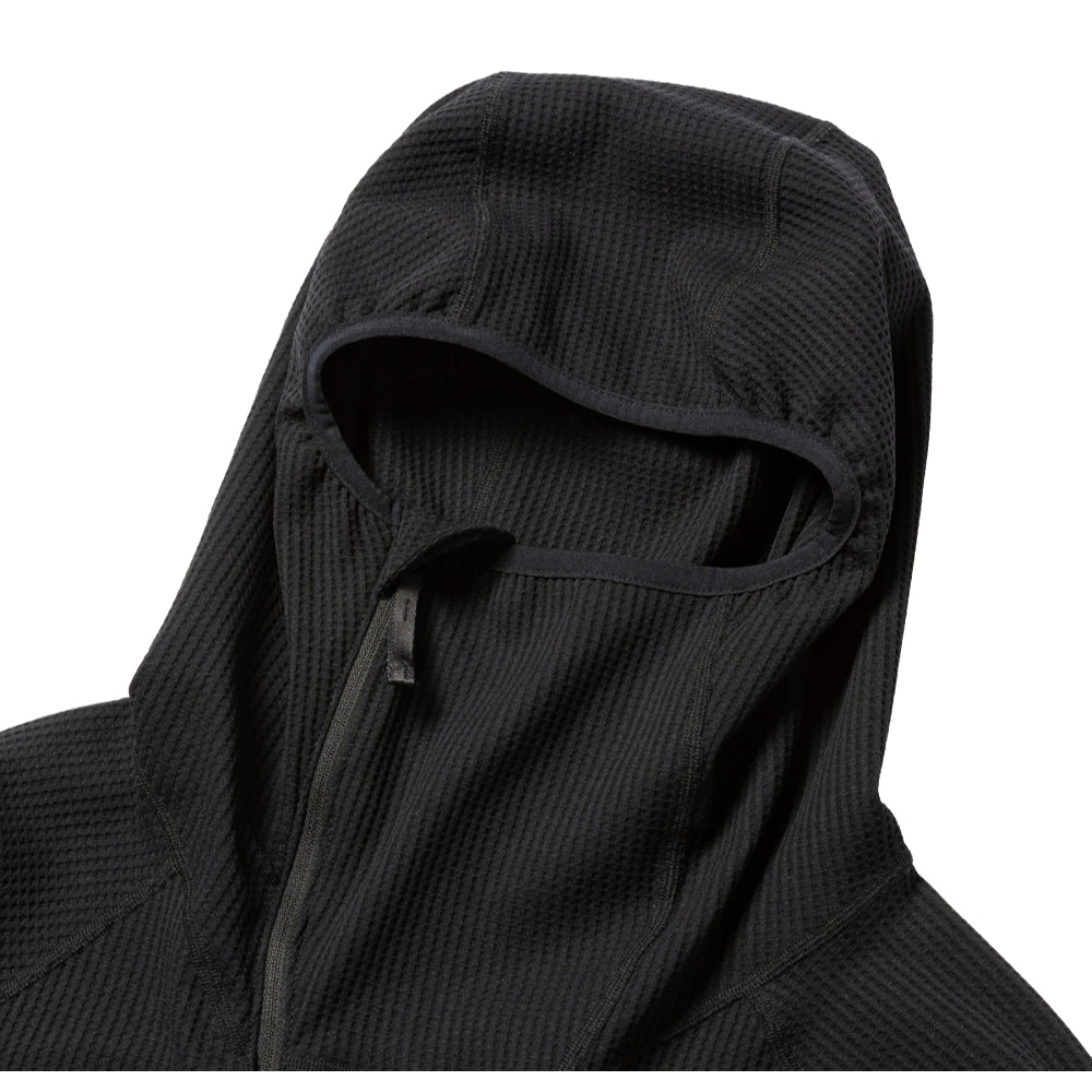 MEANSWHILE SOLOTEX WAFFLE BALACLAVA HOODIE-BLACK