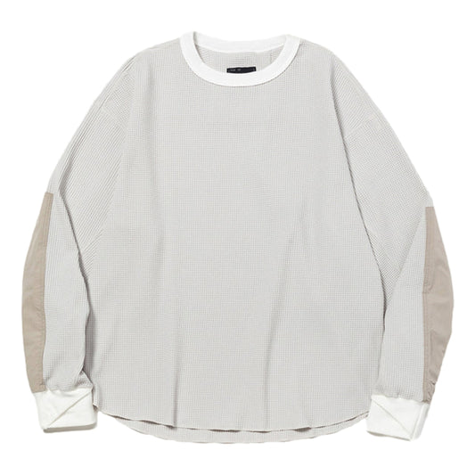 MEANSWHILE SOLOTEX WAFFLE L/S TEE-TAUPE