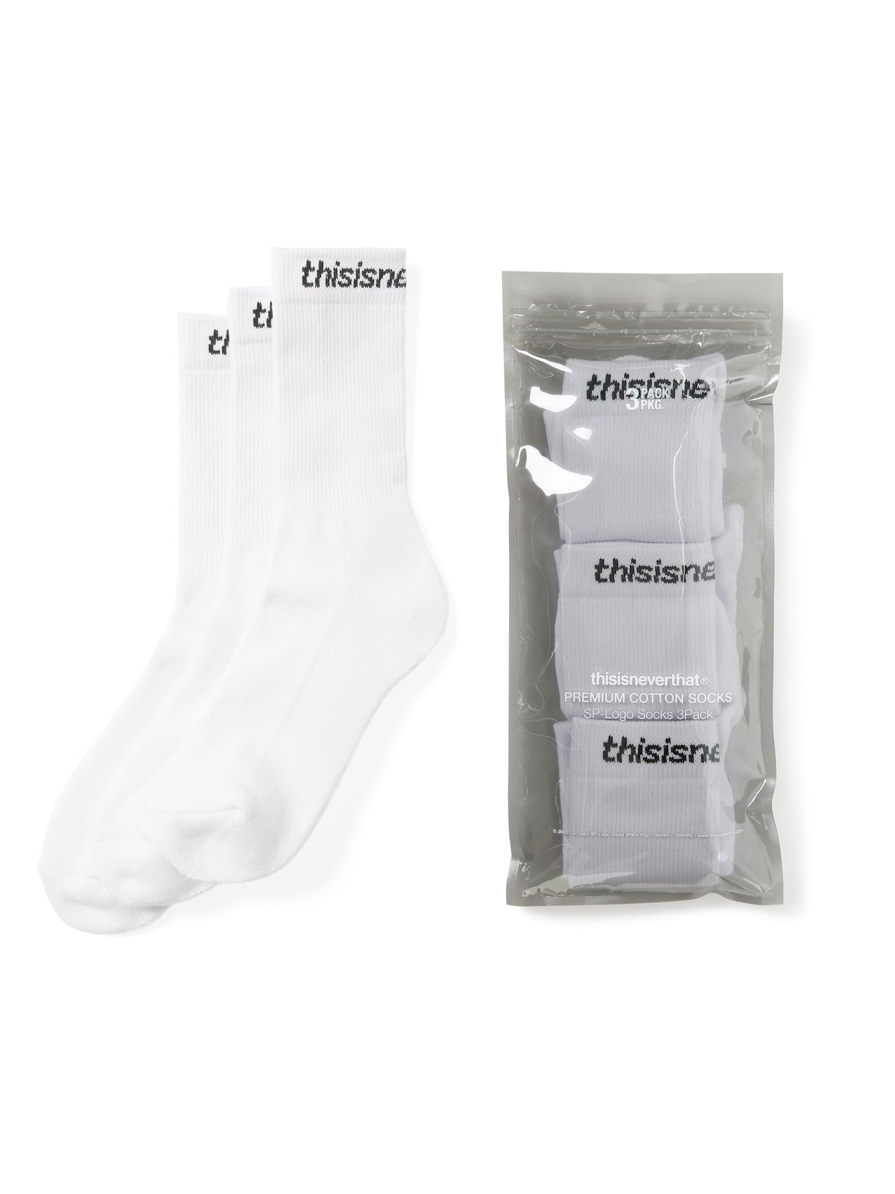 THIS IS NEVER THAT SP-LOGO SOCKS 3PACK-WHITE