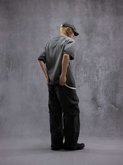 NINE POINT NINE SPIRAL MULTI POCKET FIELD PANTS-BLACK