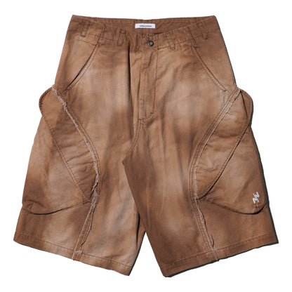 NINE POINT NINE SPIRAL MULTI POCKET FIELD SHORTS-BROWN