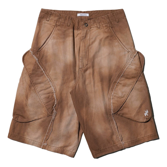 NINE POINT NINE SPIRAL MULTI POCKET FIELD SHORTS-BROWN