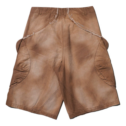 NINE POINT NINE SPIRAL MULTI POCKET FIELD SHORTS-BROWN