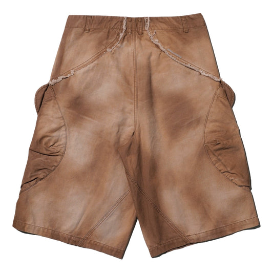 NINE POINT NINE SPIRAL MULTI POCKET FIELD SHORTS-BROWN