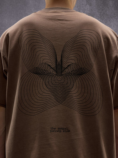 NINE POINT NINE "SPIRAL NEVER END" WASH TEE-BROWN