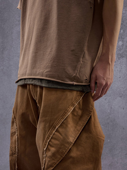 NINE POINT NINE "SPIRAL NEVER END" WASH TEE-BROWN