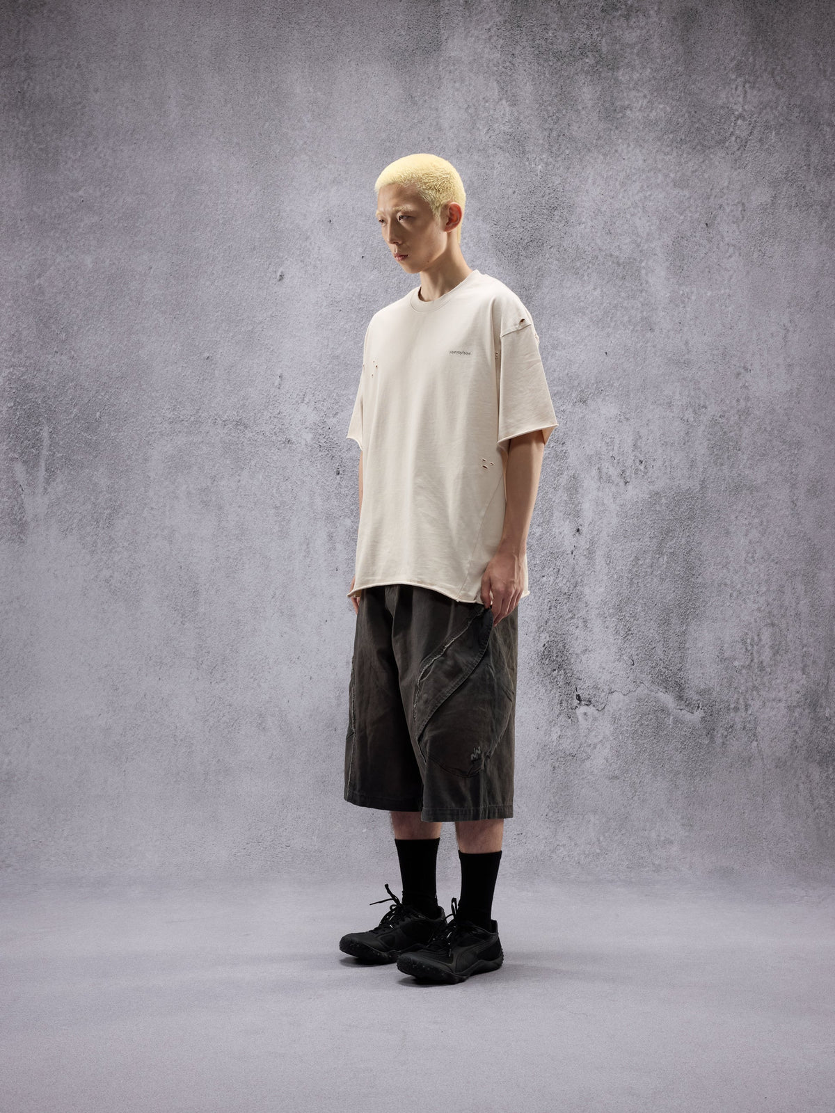 NINE POINT NINE "SPIRAL NEVER END" WASH TEE-GREY