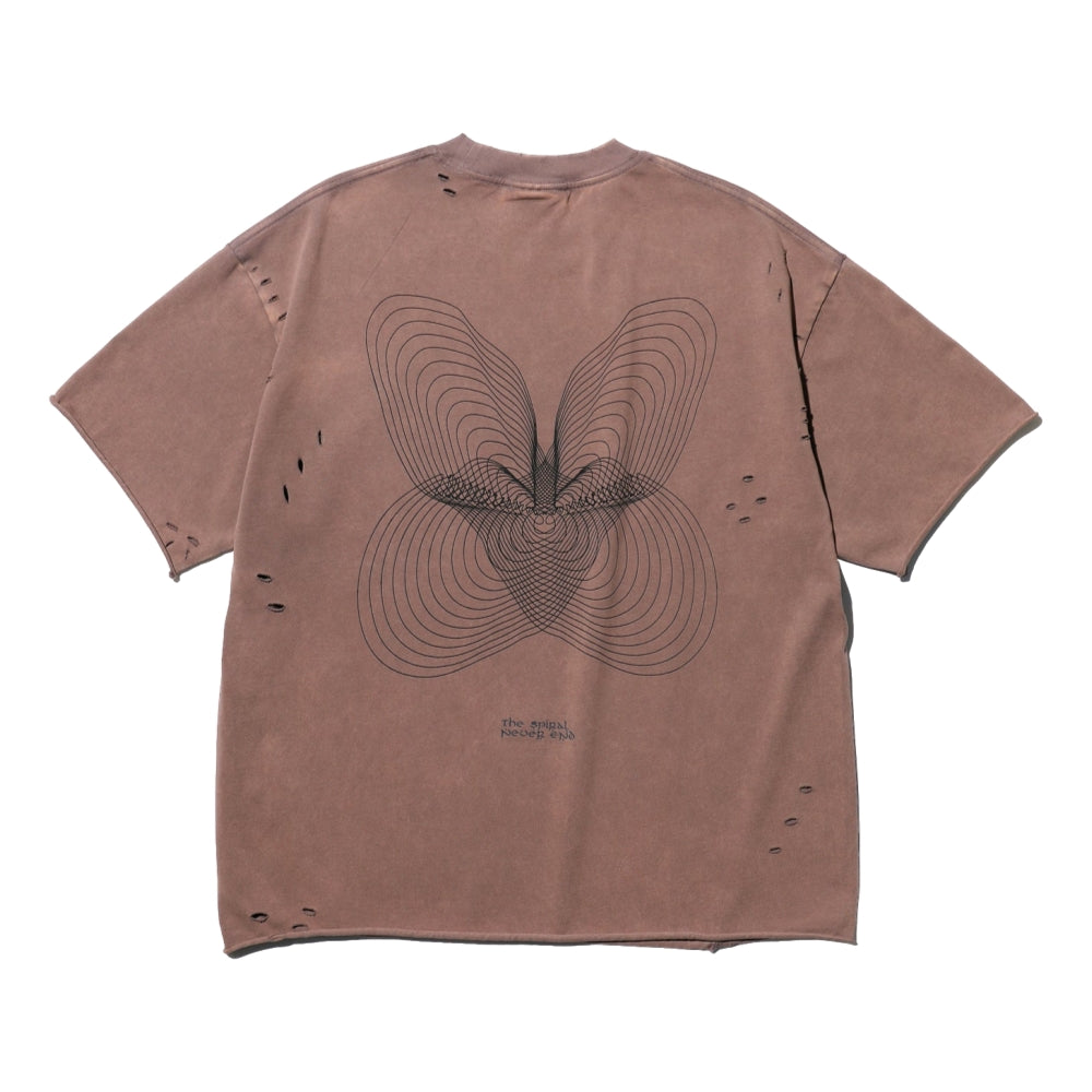 NINE POINT NINE "SPIRAL NEVER END" WASH TEE-BROWN