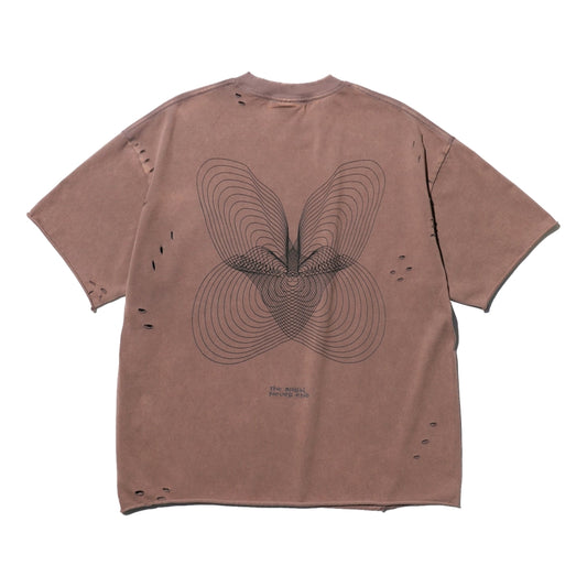 NINE POINT NINE "SPIRAL NEVER END" WASH TEE-BROWN