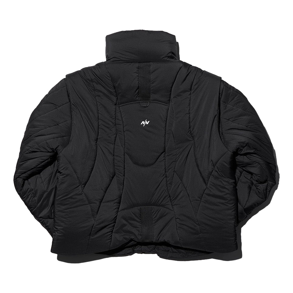 NINE POINT NINE SPRIAL 2IN1 PUFFER JACKET-BLACK