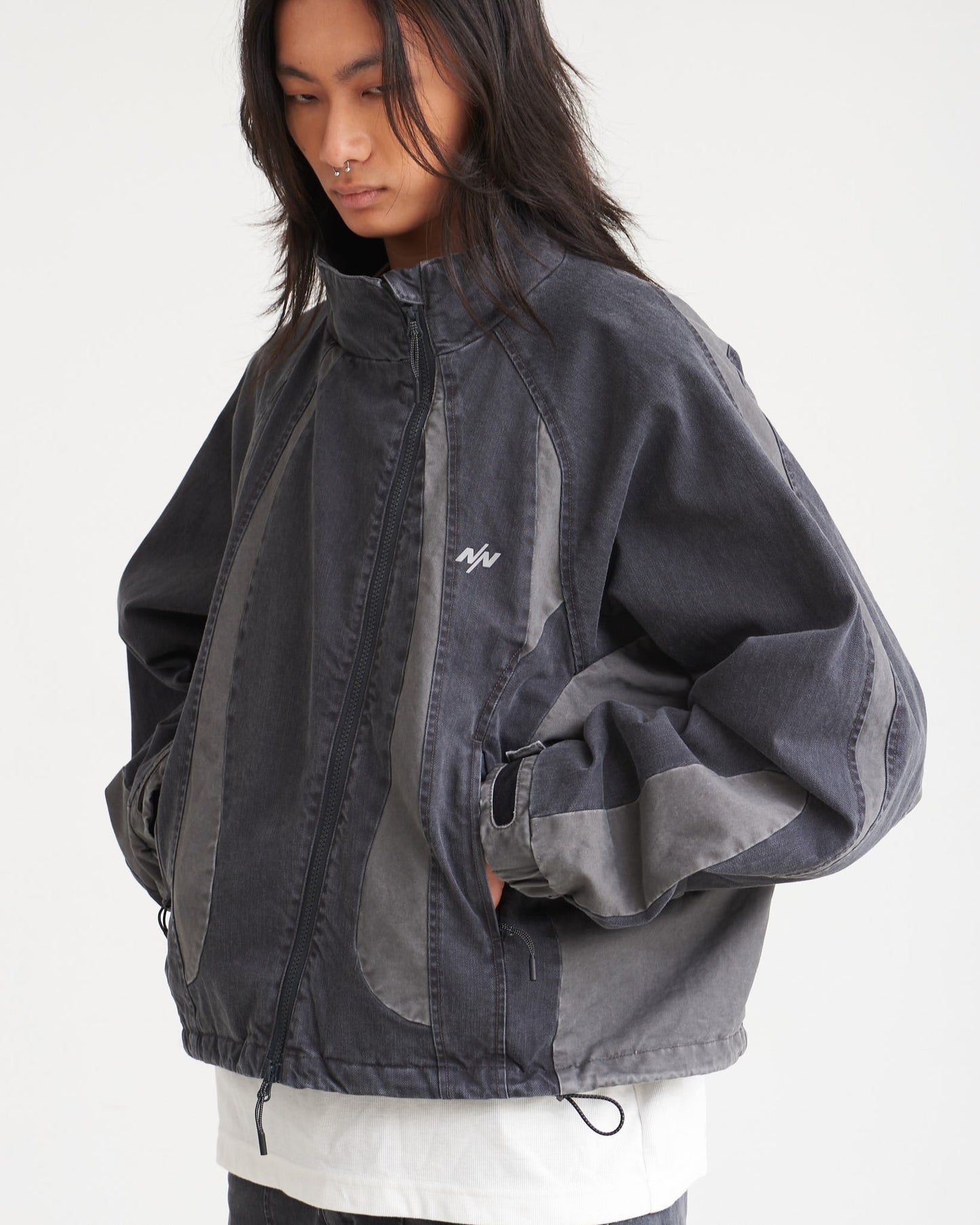 NINE POINT NINE SPRINTER OVERSIZE PANEL DEMIN JACKET-WASHED GREY