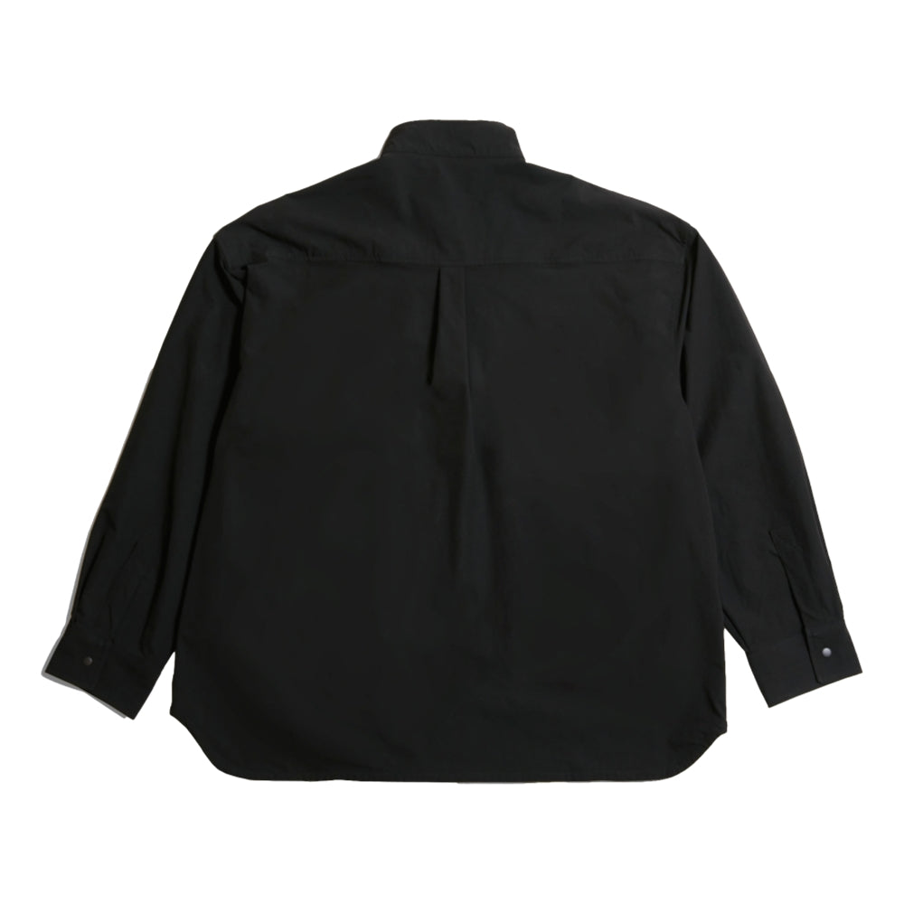 OPEN DIALOGUE STAND COLLAR MULTI POCKET SHIRT-BLACK