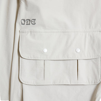 OPEN DIALOGUE STAND COLLAR MULTI POCKET SHIRT-GREY