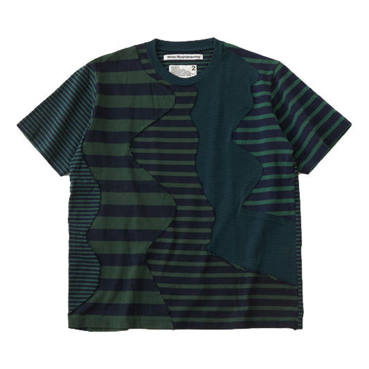 WHITE MOUNTAINEERING STRIPE PATCHWORK T-SHIRT-NAVY