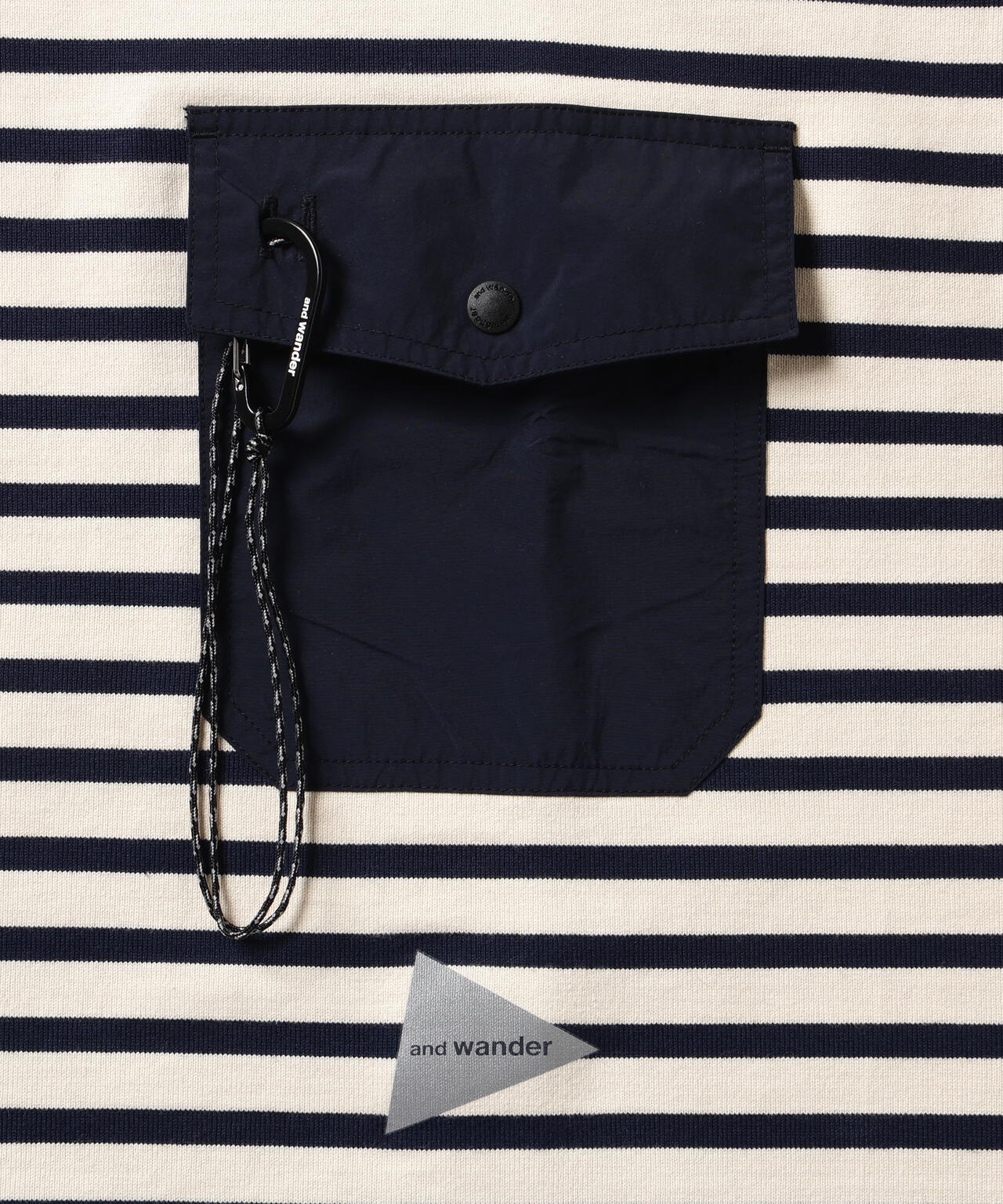 AND WANDER STRIPE POCKET SS TEE-NAVY